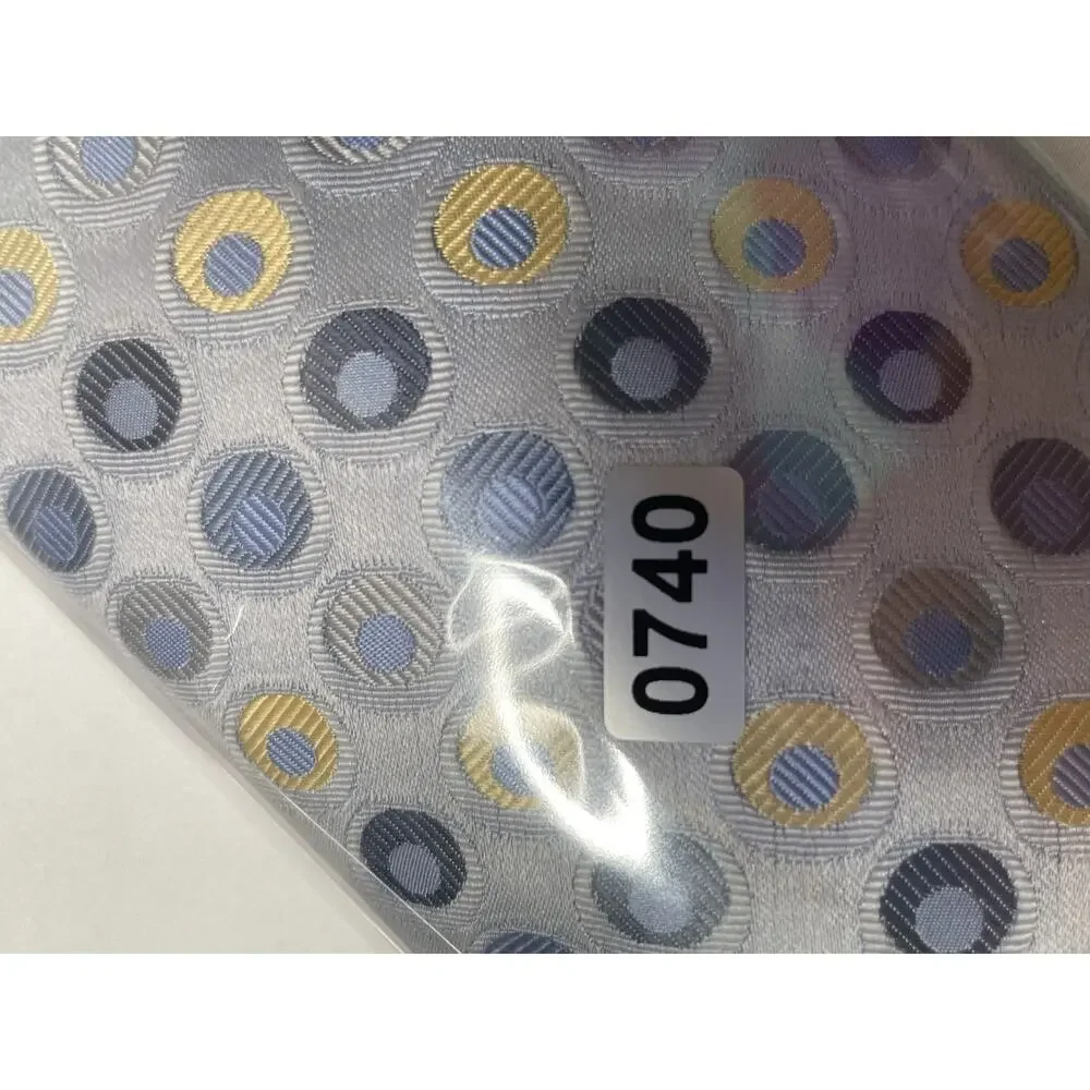 City of London Men’s Silk Tie Gray Blue Yellow Geometric Circle Made USA 59”